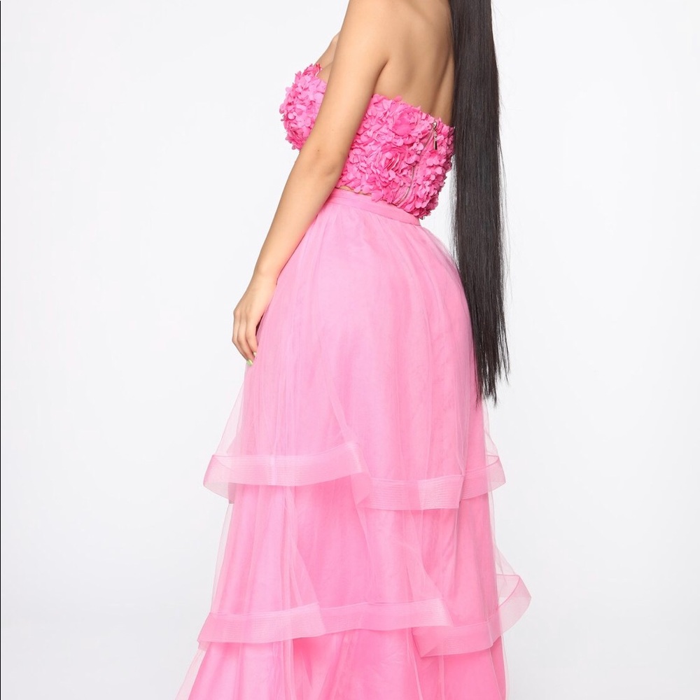 Two piece white not pink skirt set